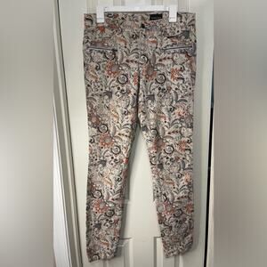 Club Monaco Tan Paisley Floral Hippie Retro Bohemian Rare Straight Jeans Size 8